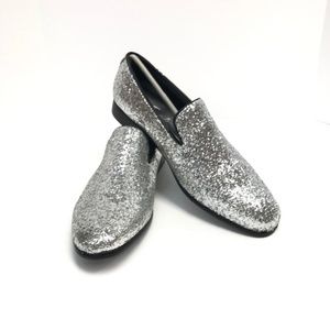 Amali Men's Silver Metallic Glitter Sparkle Loafer